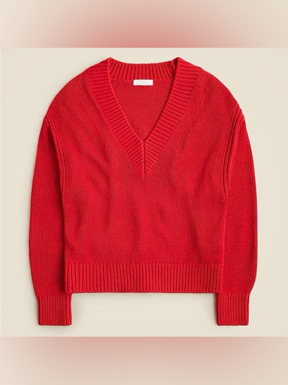 J.Crew - 100% Cotton Women's Classic V-Neck Pullover Sweater - Size Medium - Red
